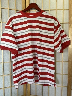 NEW JAMS WORLD SURF LINE INTERNATIONAL Mens Sz JV Red | White Striped TShirt VTG - Image 1 of 4