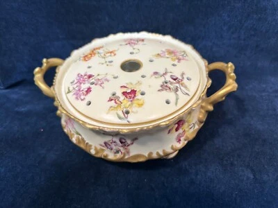 Hermosa Rana Flor T&V Limoges Francia 2 Mangos Foto 1 de 4