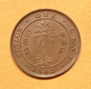 1945 Ceylon One Cent vz - Bild 1 von 2