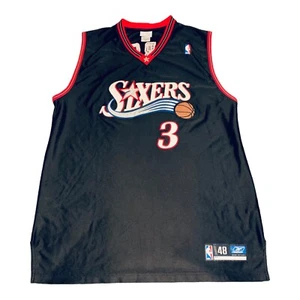 Vintage Reebok NBA Philadelphia 76ers Allen Iverson #3 Stitched Jersey Size 48 - Picture 1 of 8