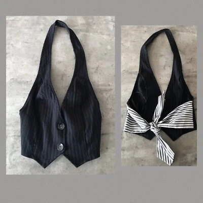 De colección Y2K Charlotte Russe Top Halter Prendedor Grande Rayas Centro Comercial Gótico Salir EE. UU. Foto 1 de 4