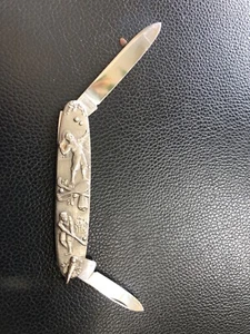 Vintage Arnex Solingen Germany Brass Handle Folding Pocket Knife - Picture 1 of 6