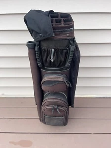Preowned Datrek Brighton 14-Way Brown Golf Bag W/ Cover & Strap - Picture 1 of 11