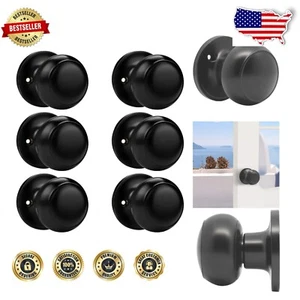 Comprehensive 6-Pack Black Dummy Door Knobs in Durable Stainless Steel Finish - Picture 1 of 8