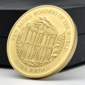 Petra - Jordan 2007 New Seven Wonders of The World Metal Gift Gold Memory Coin - Picture 1 of 12