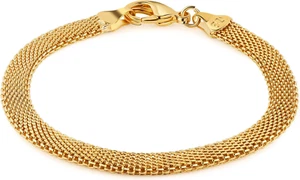 18K Gold Plated Mesh Bracelet for Women - Made in Brazil - Picture 1 of 5