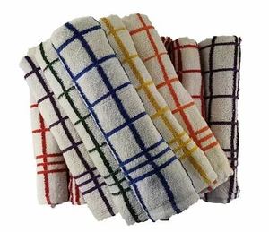 12er Pack JUMBO Geschirrtuch Frottee Baumwolle Küche Geschirrtuch Reinigung Karo Handtuch - Bild 1 von 2