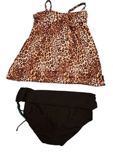 Junarose Removable Pads Animal Print Roll Top Bottoms Tankini Set UK 26 - Picture 1 of 8