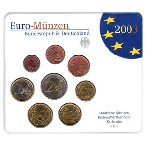 Allemagne Coffret officiel 2003 Euro-Münzen Bundesrepublik Deutschland lettre G - Imagen 1 de 2