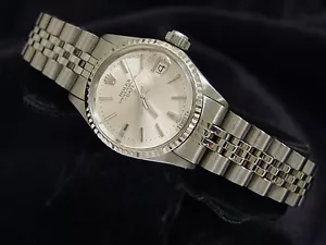 Vintage Rolex Date Lady Stainless Steel & White Gold Watch Silver Dial 6517 - Picture 1 of 4