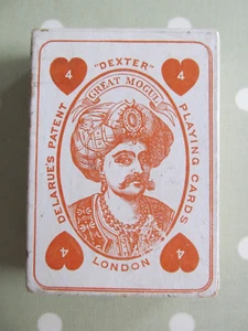 ANTIQUE BOX FOR DEXTER GREAT MOGUL PLAYING CARDS DE LA RUE  ** BOX ONLY ** - Picture 1 of 6