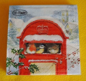 20 Serviette Briefkasten rot Weihnachten VÖGEL 1 Packung OVP Cocktailservietten - Picture 1 of 3