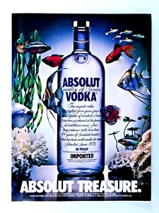 Treasure Gold Fish Absolut Vodka Vintage 1986 Original Print Ad 8.5 x 11 " - Picture 1 of 6