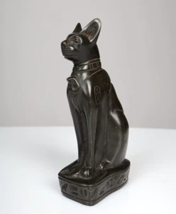 Coppia statuine in pietra egizia gatti dea gatto Bastet Re 16,5 cm - Foto 1 di 6