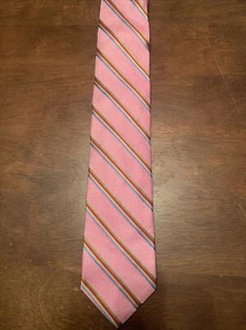R Hanauer Tie Hand Made Silk Tie Made In USA pink Striped PRIDE Rainbow - Picture 1 of 4