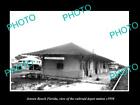 OLD POSTCARD SIZE PHOTO OF JENSEN BEACH FLORIDA RAILROAD DEPOT STATION c1950