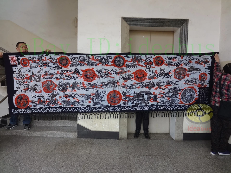 Decoración Colgante Pared Batik Tapiz - Variedad Dragón Figuras (Chino Loong) 43x150" Foto 1 de 4