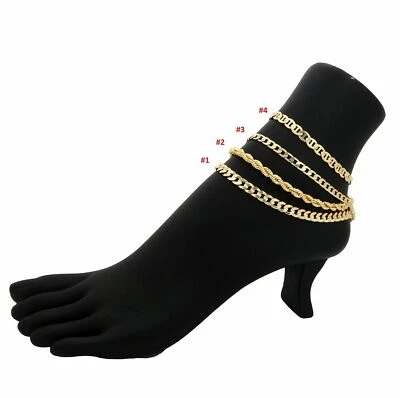 PULSERA TOBILLERA MARINER CUERDA CADENA ESLABÓN BORDILLO CUBANO CHAPADO EN ORO ITALIA 14K Foto 1 de 4