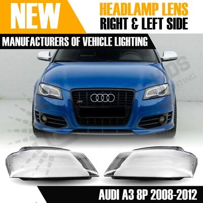 FOR AUDI A3 S3 8P RS3 RIGHT OR LEFT SIDE FRONT HEADLAMP LENS COVER 2008-2012 - Image 1 of 4