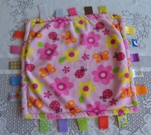 Taggies Bright Starts Lovey Pink Flower Butterfly Security Baby Blanket fleece 