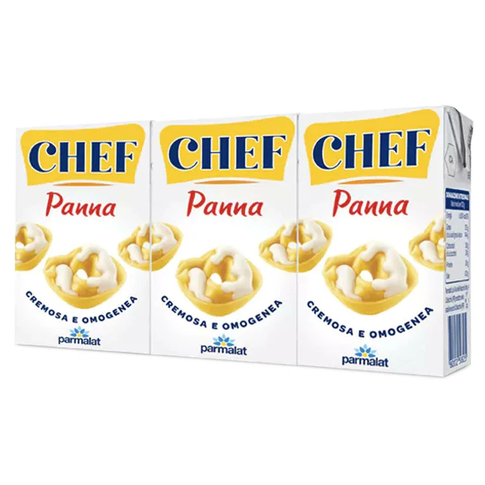 PANNA DA CUCINA PARMALAT PANNA CHEF 3 x 125 ML CREMOSA E OMOGENEA PASTA PRIMO