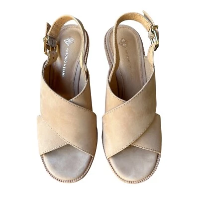 Sandalias Antonio Melani Parla Cuña Cuero Tostado Gamuza Alpargata Para Mujer 6.5 M Foto 1 de 4