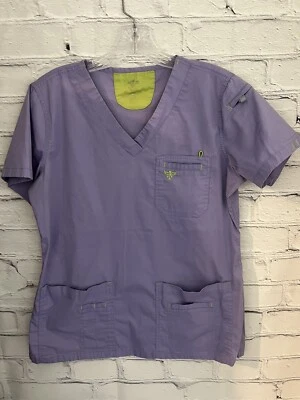 Blusa Médica Med Couture Púrpura Claro Acentos Verde Lima Para Mujer Talla M Foto 1 de 4