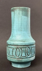 Vintage Rosenthal Netter Alvino Bagni Turquoise Blue Pottery Vase MCM 12” - Picture 1 of 17