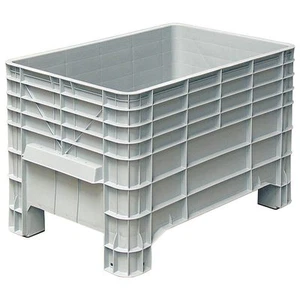 Palettenbox mit 4 Füßen, LxBxH 1030x630x670 mm, Boden/Wände geschlossen, grau - Bild 1 von 1