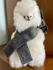 Tienda Peruana Bebé Alpaca Peluche Animal de Peluche con Bufanda Gris Tan Suave con Etiquetas - Imagen 1 de 9