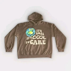Lonely Ghost It's Cool To Care Hoodie Mens Size XL Brown OG C2C - Picture 1 of 4