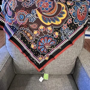 Sciarpa floreale Vera Bradley Kensington rame marrone nero oro LE 27" nuova con etichette - Foto 1 di 11