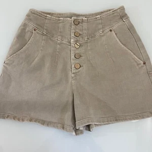 Dear John Women's High Waist Button Front Casual Tan Shorts Size 27 Boho - Picture 1 of 8