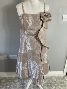 BNWT Debut gold floral jacquard strappy midi dress UK 16 Occasion wedding party - Picture 1 of 10