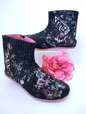 Botines de colección Irregular Choice graffiti doodles cremallera talla 7 lona Foto 1 de 4