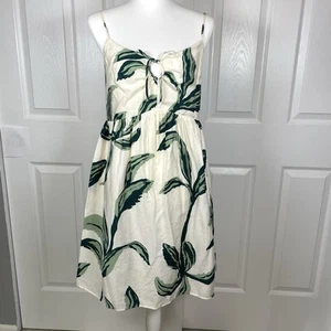 Nine West Strappy Babydoll Dress Size XL Midi Length  Lined Green Leaf Print - Picture 1 of 11