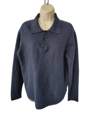 MASSIMO DUTTI XLARGE NAVY JUMPER SWEATER COLLARED WOMENS WOOL BLEND KNIT XL - Image 1 of 4