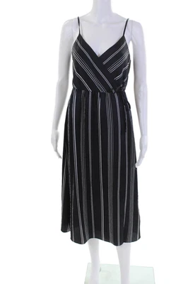 Vestido de mujer Theory a rayas de seda sin mangas azul marino talla 0 Foto 1 de 4