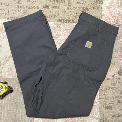 Excellent! Carhartt Pants 33x32 Khaki Gray Rugged Flex Relaxed Fit Cargo Jeans - Image 1 of 4