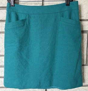 Ann Taylor Wollmischung A-Linie Rock über Knie gefüttert türkis Gr. 4 Taschen Bürokleidung - Bild 1 von 8