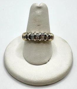 14K Yellow And White Gold .50ctw Natural Diamond Band Ring Sz 9 - Picture 1 of 4