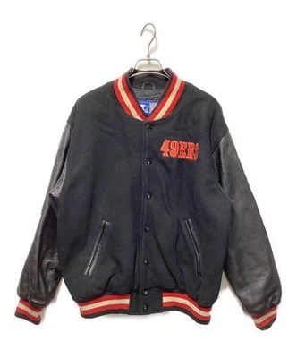 90s Varsity Stadium Jacket Blue & White Wool Snap Button Used - Image 1 of 4