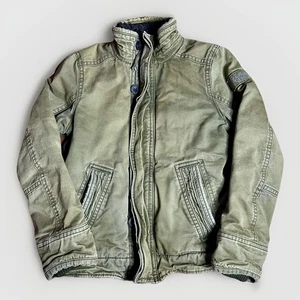 Vintage Abercrombie Fitch Adirondack Jacket Mens Small Army Green Fur Lined Y2K - Picture 1 of 11