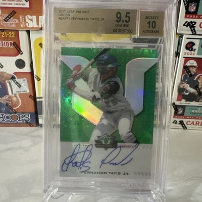 2017 Leaf Valiant Fernando Tatis Jr Green RC Auto Padre SP /99 BGS 9.5 & 10 Auto - Image 1 of 2