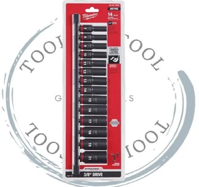 Milwaukee 49-66-7008 14PC SHOCKWAVE Impact 3/8" Drive Metric Deep 6pt Socket Set - Image 1 of 4