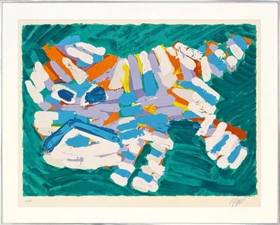 Karel Appel "Stalking Cat" 1978 | Litografia rara assinada à mão | 25x35" emoldurada - Imagem 1 de 4
