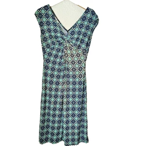 London Times ärmelloses Kleid Damen 14 blau geometrisches Muster Stretch Karriere - Bild 1 von 16