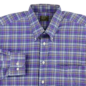 Gitman Bros Dress Shirt Men's Purple Plaid Long Sleeve Button Down Casual USA - Picture 1 of 9