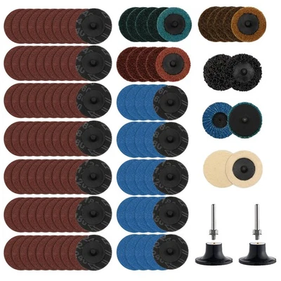 AOLABELA 118Pcs Die Grinder Sanding Disc Set - 2 Inch Quick Change with 1/4 inch Holde...