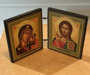 Sacred Icon Virgin Mary & Jesus Christ Orthodox Icon Handmade in Russia Vintage - Picture 1 of 6